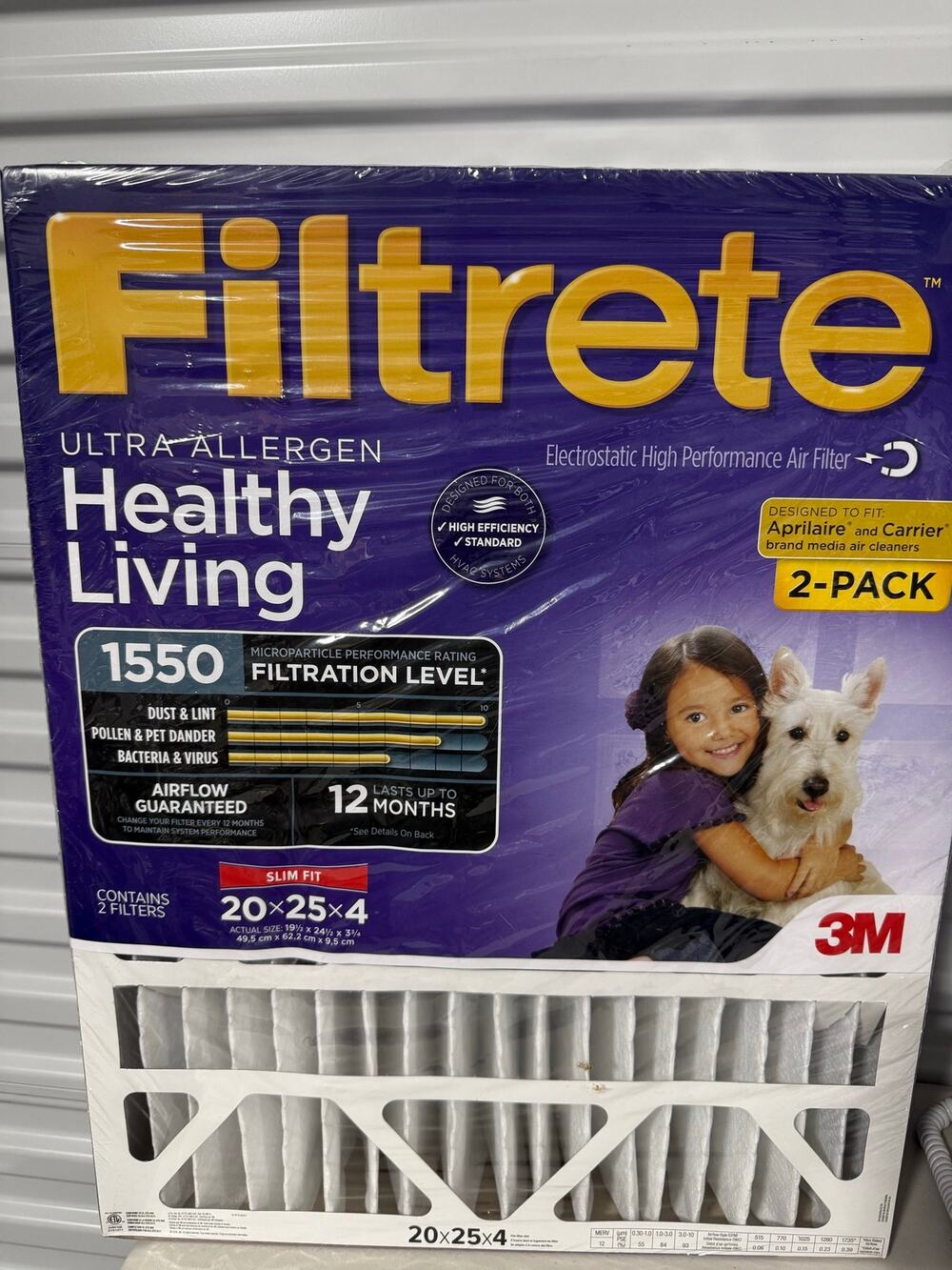 3M Filtrete 20x25x4Ultra Allergen Deep Pleat Air Filters MPR 1550 rating